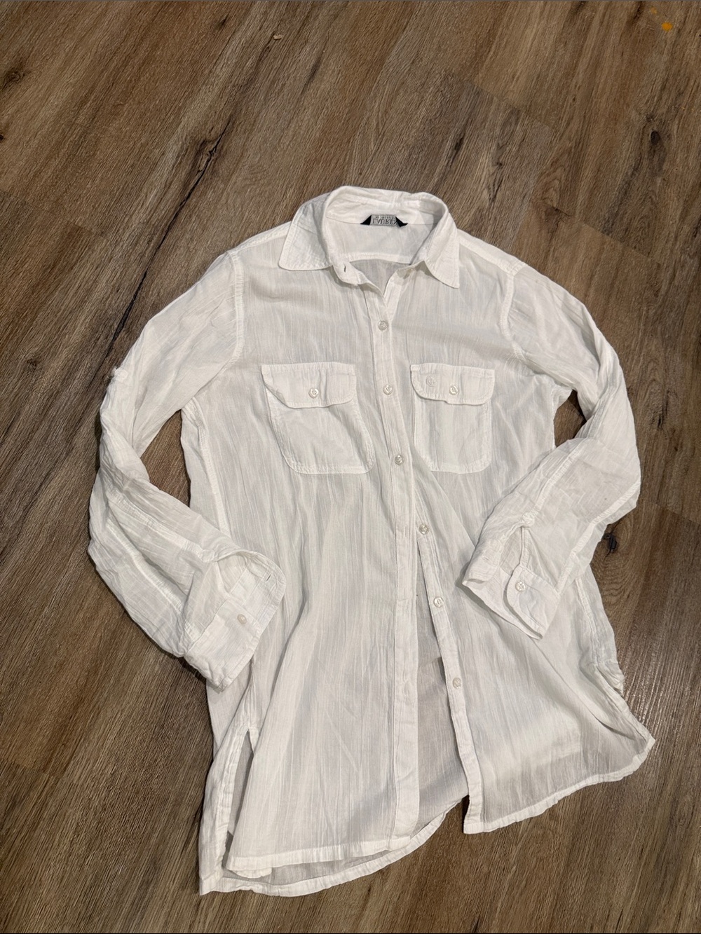 Ralph Lauren White Sheer Cotton Button-Up with Black Label - Picture 11 of 11